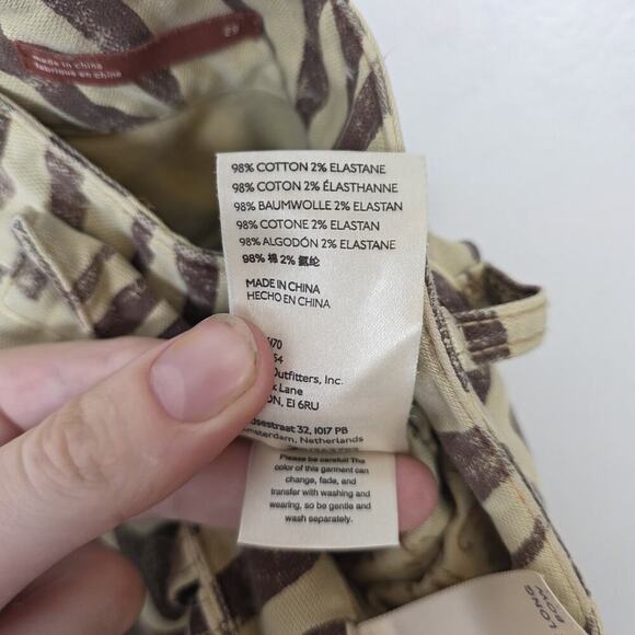 Pilcro Cream Brown Animal Print Avant Garde Denim The Long Bow Trousers Size 29 - Picture 8 of 10